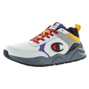 Champion White and Gray Sneakers with Red and Yellow Accents